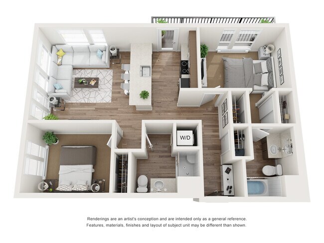 2 Bed 2 Bath 623 floor plan